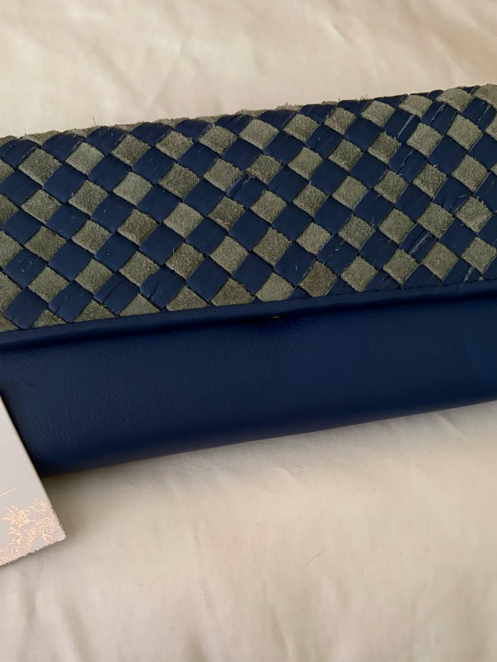 Navy and Gray Woven Foldover Wallet